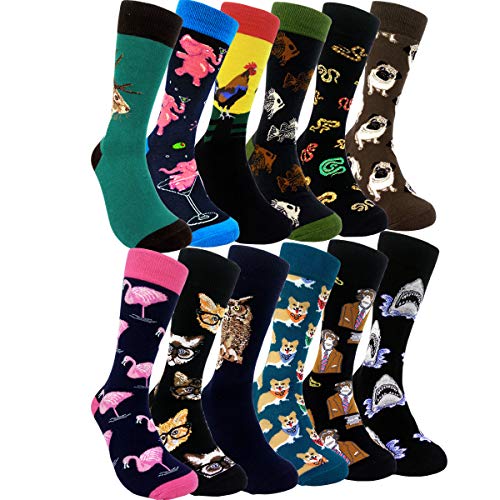 Funny Mens Colorful Dress Socks - HSELL Fun Novelty Patterned Cotton Crazy Design Socks