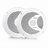 6.5 Inch Dual Marine Speakers - 2 Way Waterproof and Weather Resistant Outdoor Audio Stereo Sound System with 150 Watt Power, Polypropylene Cone and Cloth Surround - 1 Pair - PLMR60W (White)