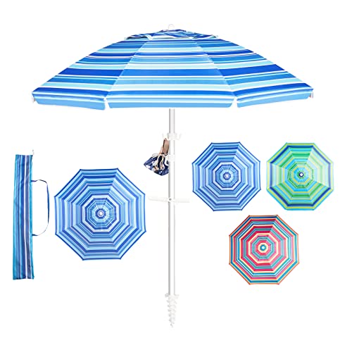 Aoxun Beach Umbrella, UV50+Umbrella with Sand Anchor and Sand Bag, Potable Umbrella with Aluminum Tilt Pole, Carry Bag, Air Vent