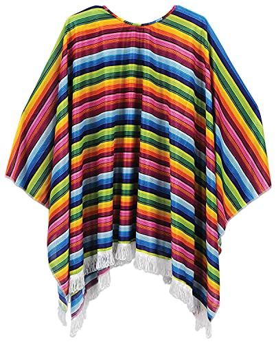 Beistle Cinco De Mayo Mexican Fiesta Serape Poncho Costume Accessory, One Size, Multicolored, 54' x 30'