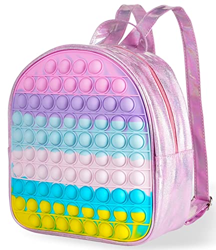 GOHEYI Kids School Backpack Fidgets for Girls Boys,Back to School Supplies Classic Girls Backpack Elementary Pop School Bookbag,Mini Girls Pop Backpack Rewards Fidgets Purse Birthday Gifts 10-12