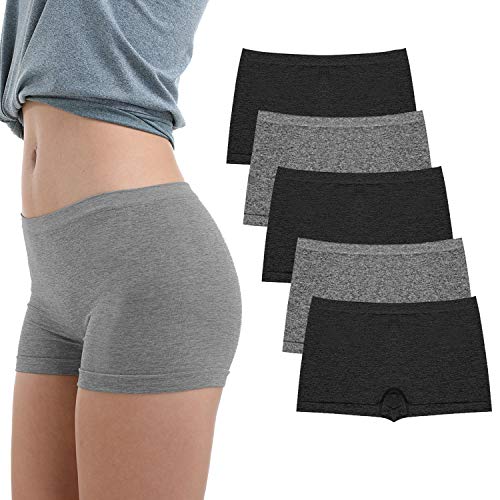 Women's Boyshort Underwear Full Coverage Seamless Panties Soft Stretch Boxer Briefs 5 Packs