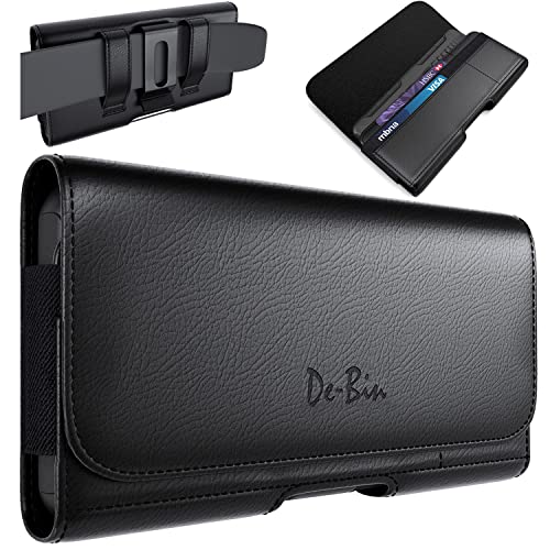 DeBin Holster for iPhone 14 Plus, 14 Pro Max, 13 Pro Max, 12 Pro Max, 11 Pro Max, Xs Max, 8 Plus Cell Phone Belt Clip Case, ID Card Holder Pouch Cover (Fits iPhone with Otterbox Commuter Case) Black