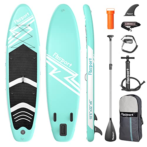 FBSPORT 10'6'' Premium Stand Up Paddle Board, Yoga Board with Durable SUP Accessories & Carry Bag | Wide Stance, Surf Control, Non-Slip Deck, Leash, Paddle and Pump for Youth & Adult