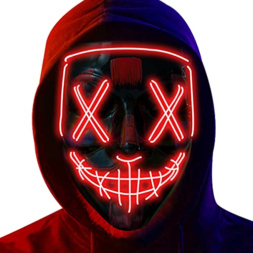 Poptrend Halloween Mask LED Light up Mask for Festival Cosplay Halloween Costume Masquerade Parties,Carnival,Gifts