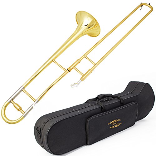 Glory GTD-2 B Flat Brass Trombone with Case & 12C Mouthpiece,Gold Finished,Alto Trombone
