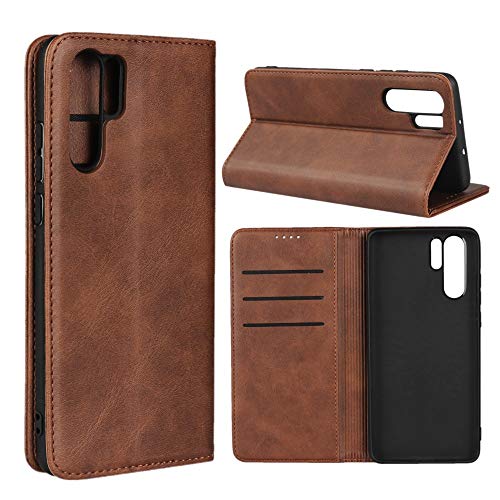 SunYoo for Huawei P30 Pro Case,Cowhide Pattern Leather Magnetic Book Wallet Case Stand Holder Flip Cover with Card Slots/Cash Compartment for Huawei P30 Pro(6.47 inch)-Dark Brown