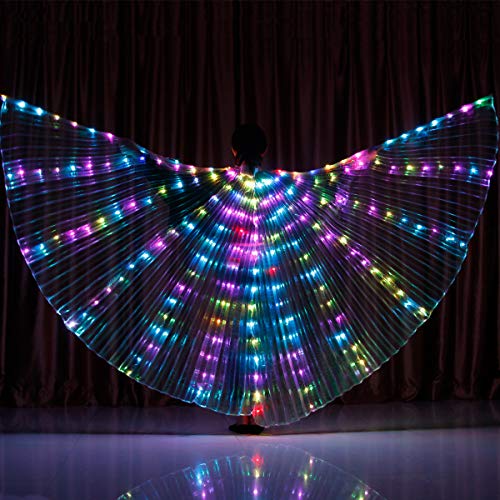MISI CHAO LED Isis Wing - Belly Dance Light Up Wing Party Club Wear with Flexible Sticks for Women