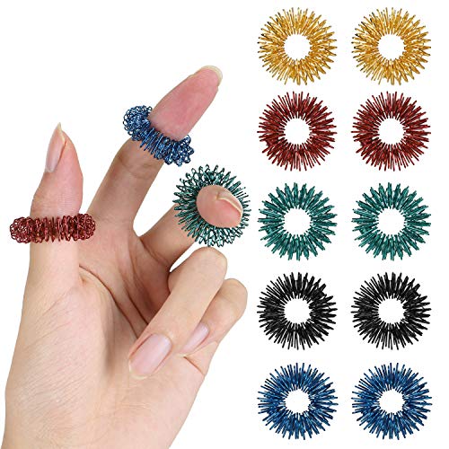 Mr. Pen- Spiky Sensory Rings, 10 Pack, Stress Relief Fidget Sensory Toys, Fidget Rings, Fidget Ring for Anxiety, Stress Relief Rings, Massager for Fidget ADHD Autism, Back to School Supplies