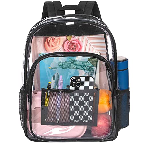 Clear Backpack, Heavy Duty Transparent Bookbag, See Through PVC School Bag for Women Men