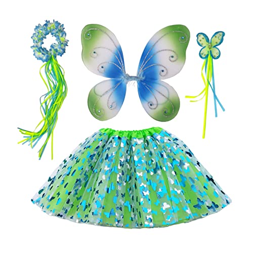 Danballto Girls White Fairy Wings Wand for Birthday Party Set Costume