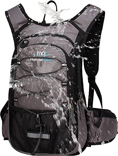 Insulated Hydration Backpack Pack with 2L BPA Free Bladder - Keeps Liquid Cool up to 4 Hours – for Running, Hiking, Cycling, Camping (Grey)