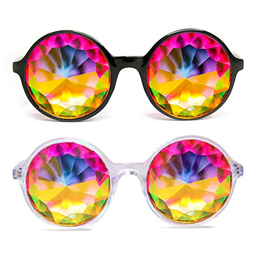 Xtra Lite Kaleidoscope Glasses Lightweight Glass Crystal Edm Festival Diffraction (2 Pack)