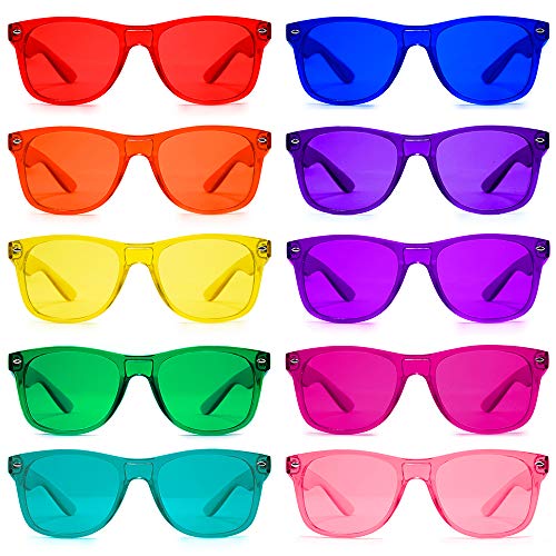Color Therapy Mood Glasses (10 Pack) by Purple Canyon | Light Therapy Chakra Healing Glasses Chromotherapy Color Tinted Lenses Relaxing Glasses