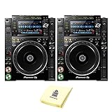 Pioneer DJ CDJ-2000NXS2 Professional Multi Player DJ CD Player or Media Player (PAIR) with 7' Multicolor Touchscreen, Platter Controlsm & Complete Rekordbox Integration BUNDLE with Zorro Cloth