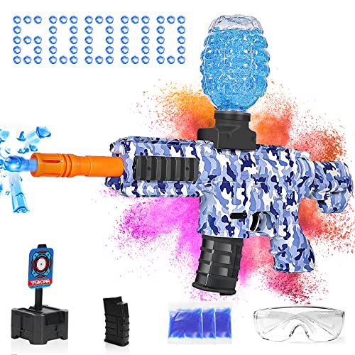 NLFGUW Electric Gel Ball Blaster Toys,Eco-Friendly Splatter Ball Blaster with 60000+ Water Beads,Automatic Outdoor Games Toys for Activities Team Game,for Adults and Kids Ages 12+(Blue)