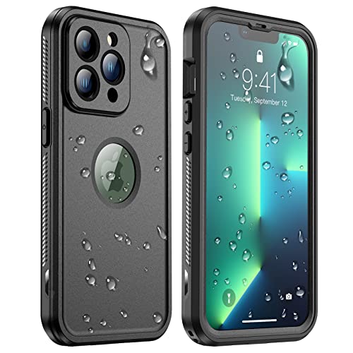 Temdan [Real 360] for iPhone 13 Pro Max Case Waterproof, Built-in 9H Tempered Glass Camera Lens & Screen Protection [12FT Military Dropproof][Full-Body Shockproof][Dustproof][IP68 Underwater]-Black