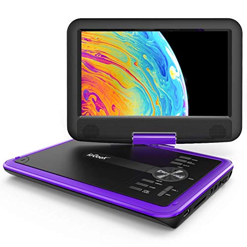ieGeek 11.5' Portable DVD Player with SD Card/USB Port, 5 Hour Rechargeable Battery, 9.5' Eye-Protective Screen, Support AV-in/ Out, Region Free, Purple