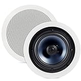 Polk Audio RC80i 2-way Premium In-Ceiling 8' Round Speakers, Set of 2 Perfect for Damp and Humid Indoor/Outdoor Placement - Bath, Kitchen, Covered Porches (White, Paintable-Grille)