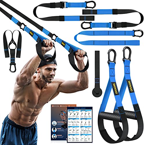 Home Resistance Training Kit - Resistance Trainer Fitness Straps for Full-Body Workout, Bodyweight Resistance Bands with Handle, Door Anchor (Blue+Black)