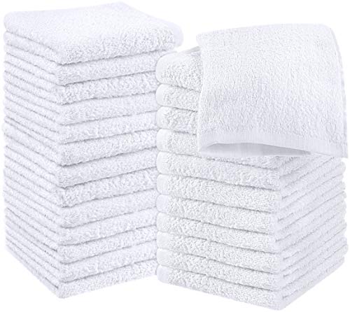 Utopia Towels Cotton Washcloths Set - Pack of 24 - 100% Ring Spun Cotton, Premium Quality Flannel Face Cloths, Highly Absorbent and Soft Feel Fingertip Towels (24 Pack, White)