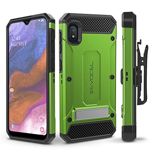 Evocel Galaxy A10E Case Explorer Series Pro with Glass Screen Protector and Belt Clip Holster for The Samsung Galaxy A10E, Green