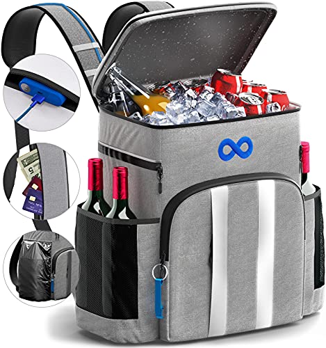 Everlasting Comfort Insulated Cooler Backpack - Keeps 54 Cans Cold for Up to 24 Hours - Waterproof & Leak Proof Soft Cooler Bag - Beach Accessories