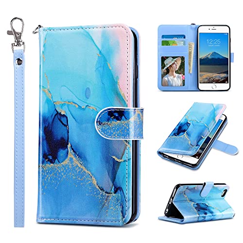 ULAK iPhone 6s Wallet Case, iPhone 6 Wallet, Flip PU Leather iPhone 6S Wallet Case with Card Holder Kickstand Designed Wrist Strap Shockproof Protective Cover for iPhone 6/6s 4.7inch, Marble