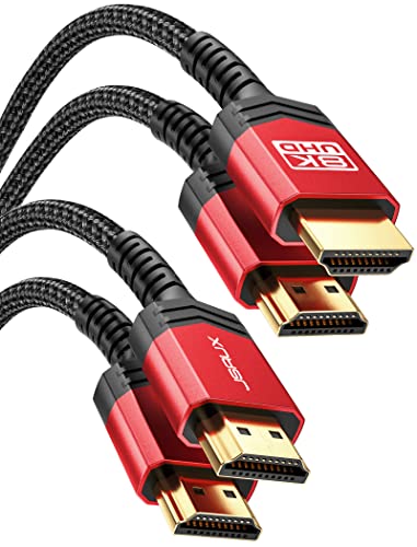JSAUX 8K HDMI Cables 2.1 10FT 2-Pack 48Gbps 8K & 4K Ultra High Speed Cords(8K@60Hz 7680x4320, 4K@120Hz) eARC HDR10 HDCP 2.2 & 2.3 3D, Compatible for PS5/PS4/X-Box/Roku TV/HDTV/Blu-ray/LG/Samsung QLED