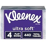 Kleenex Ultra Soft Facial Tissues, 4 Flat Boxes, 110 Tissues per Box (440 Count Total)