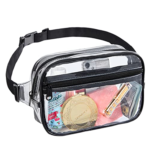 Clearworld Clear Fanny Pack for Women Men, Stadium Approved Waist Pack with Adjustable Strap,Fashion Belt Bag for Festival, Games,Travel and Concerts
