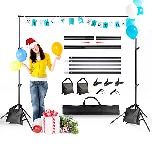 Backdrop Stand 6.5x10ft, ZBWW Photo Video Studio Adjustable Backdrop Stand for Parties, Wedding, Photography, Advertising Display