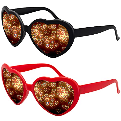Heart Effect Diffraction Glasses - See Hearts! - Special Effect Rave Party Music Festival Light Changing Eyewear