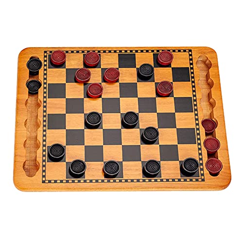 WE Games Checkers Board Game Set, for Kids and Adults, Classic Red and Black Style Checkers, Storage Grooves for Wooden Checkers, Durable Wooden Board Game for Table Top Display, Solid Natural Wood
