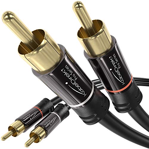 KabelDirekt – 3ft Short – RCA/Phono Cable, 2 to 2 RCA/Phono, Stereo Audio Cable (Coax Cable, RCA/Phono Male/Male Plugs, Analog/Digital, for subs/amps/Hi-Fis/Home Theater/Blu-ray/receivers, Black)