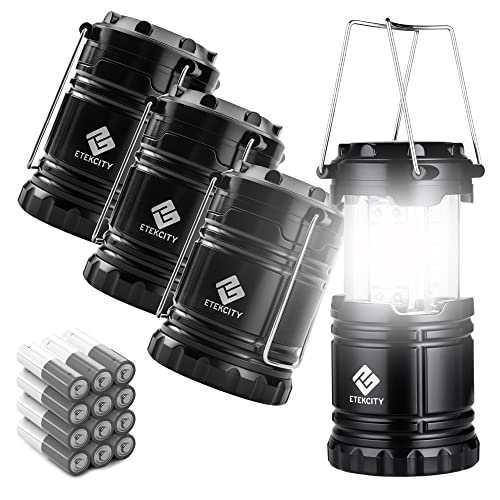 Etekcity LED Camping Lantern for Emergency Light Hurricane Supplies, Lanterns for Survival Kits Power Outages , Battery Powered Operated Lanterns Lamp, Camping Gear Accessories , 4 Pack