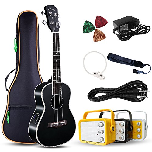 Electric Concert Ukulele With Amp | 23' Acoustic-Electric Ukulele Beginner Kit | This Electric Ukulele Kit Includes Everything Needed For A Beginner Ukulele Learner | Crafted From Spruce Mahogany