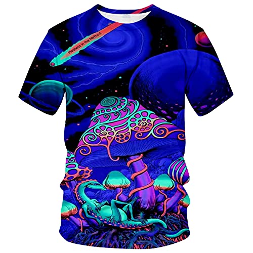Fiswaki Novelty Mushroom Mens T-Shirt 3D Print Trippy T-Shirt