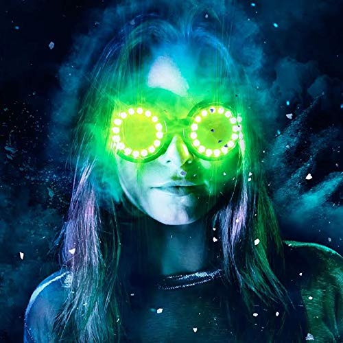 GloFX LED Pixel Pro Goggles [350+ Epic Modes] - Programmable Rechargeable Light Up EDM Festival Rave Party Sunglasses