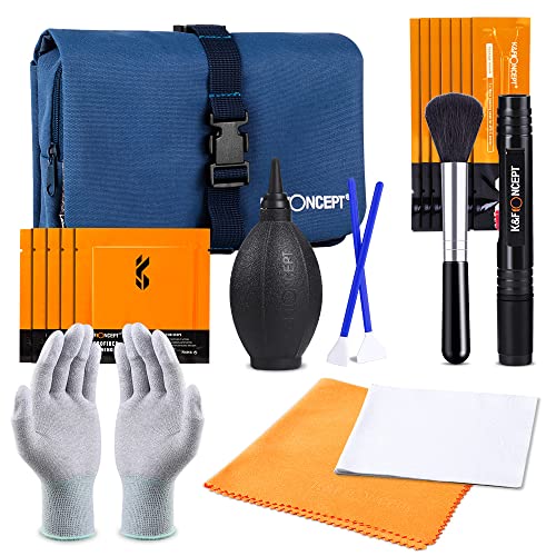 K&F Concept 23-in-1 Professional Camera Cleaning Kit for DSLR & Mirrorless Cameras with APS-C & Full-Frame Sensor Swabs/Air Blower/Lens Cleaning Pen/Lens Brush/Microfiber Cleaning Cloths/Carry Case