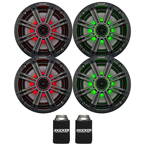 Kicker 6.5' Charcoal LED Marine Speakers (QTY 4) 2 pairs of OEM replacement speakers