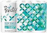 Amazon Brand - Presto! Flex-a-Size Paper Towels, Huge Roll, 6 Count = 15 Regular Rolls