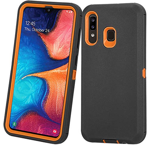 Annymall Samsung Galaxy A20 Case,Galaxy A30 Case,Galaxy A50 Case, Heavy Duty [with Built-in Screen Protector] Shockproof Defender Armor Protective Cover for Samsung Galaxy A20/A30/A50 (Black/Orange)