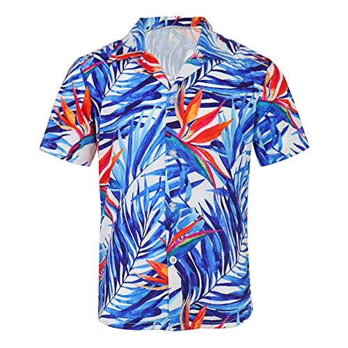 Mens Hawaiian Aloha Beach Shirt - Hawaiian Shirts for Men Print Button Down Shirt