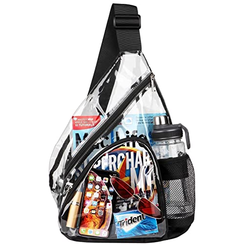 HULISEN Clear PVC Sling Bag Stadium Approved, Backpack with Adjustable Strap