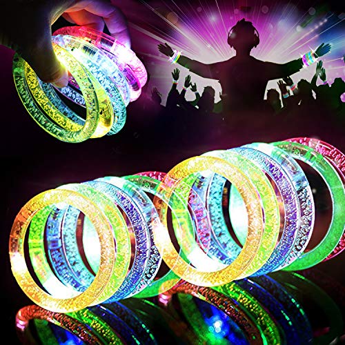 HDHF 40 Pack Glow Bracelets 6 Color LED Bracelets Light Up Bracelets Glow in The Dark Party Supplies, Led Rave Toys Glow Accessories for Christmas Parties, Wedding, Birthdays, Concert, Night Games