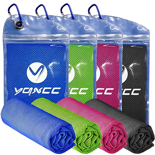YQXCC 4 Pack Cooling Towel (47'x12') Ice Towel for Neck, Microfiber Cool Towel, Soft Breathable Chilly Towel for Yoga, Sports, Golf, Gym, Camping, Running, Fitness, Workout & More Activities