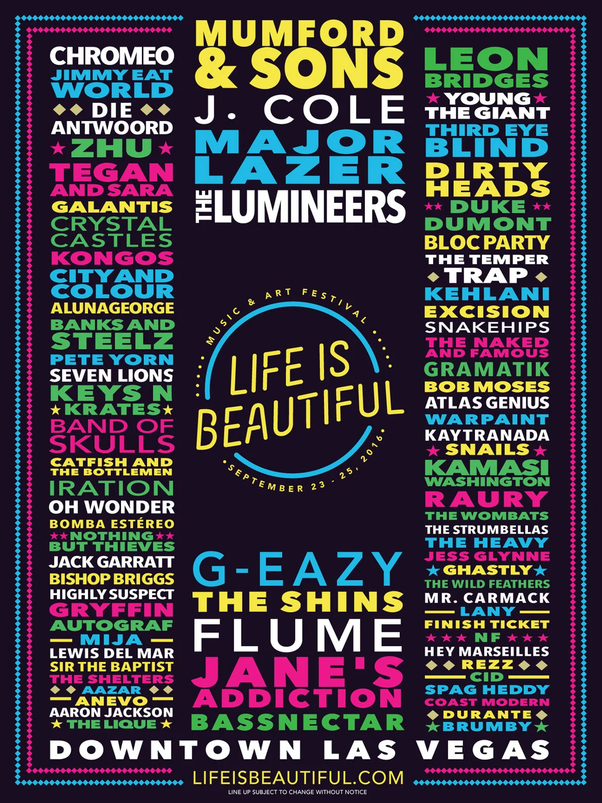 Life Is Beautiful Festival Lineup 2016