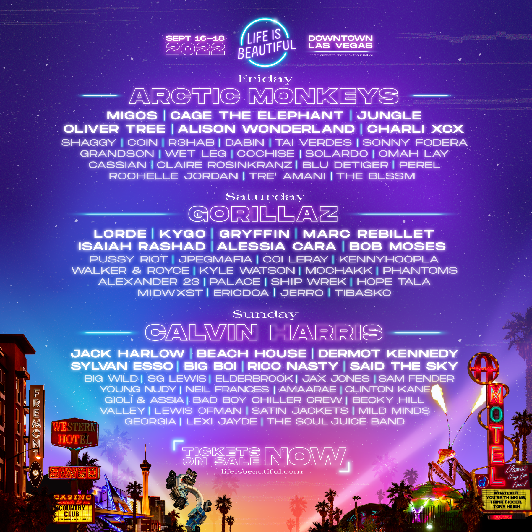 Life Is Beautiful Festival Lineup 2022