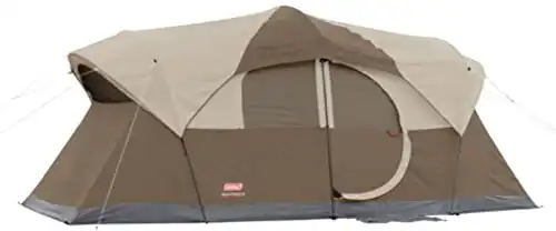 Coleman WeatherMaster 10-Person Camping Tent, Large Weatherproof Family Tent with Room Divider and Included Rainfly, Strong Frame can Withstand Winds up to 35MPH